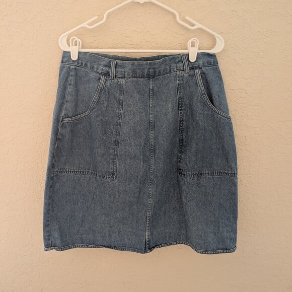Vintage L.L. Bean 100% Cotton Denim Wrap Skirt Size 16 - Picture 1 of 5